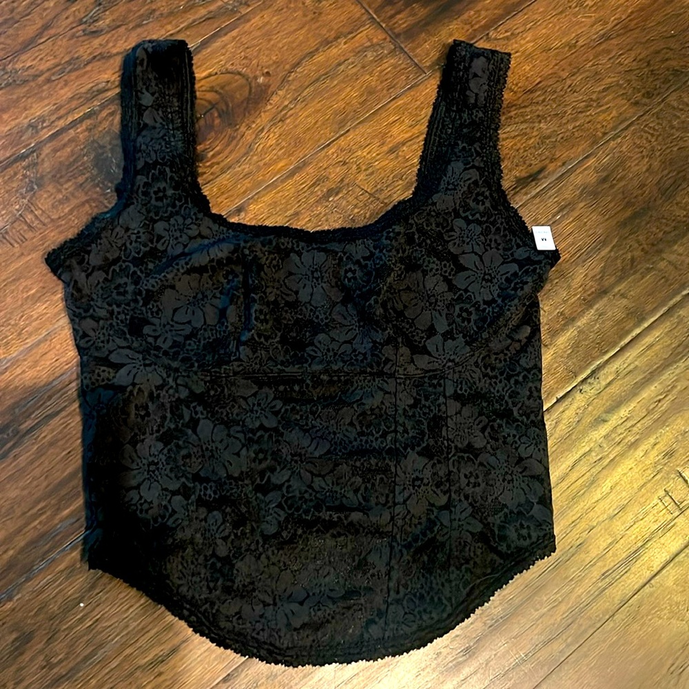 Victorias Secret PINK NWT Whimsy Goth Black Lacy Corset Bralette top Medium